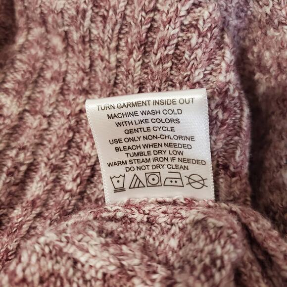 Polo Shawl Neck Embroidered Ribbed Burgundy Knit Cardigan Sweater Women's Size S - Picture 8 of 10